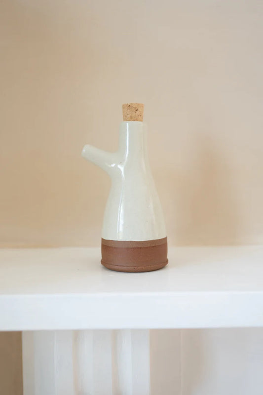 Stoneware Oil Bottle- Milk White