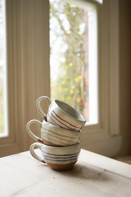 Breton Stripe Tea Cup | Brick