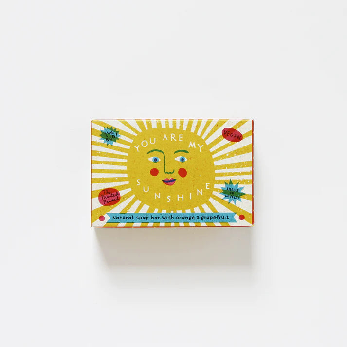 The Every Space You Are My Sunshine natural soap bar with orange and grapefruit by The Printed Peanut