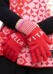 Vita Bella Gloves | Red & Bubblegum Pink