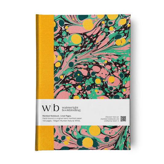 Yellow Marbled Hardback Notebook | Plain