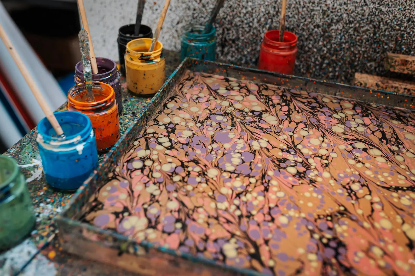 Yellow Marbled Hardback Notebook | Plain