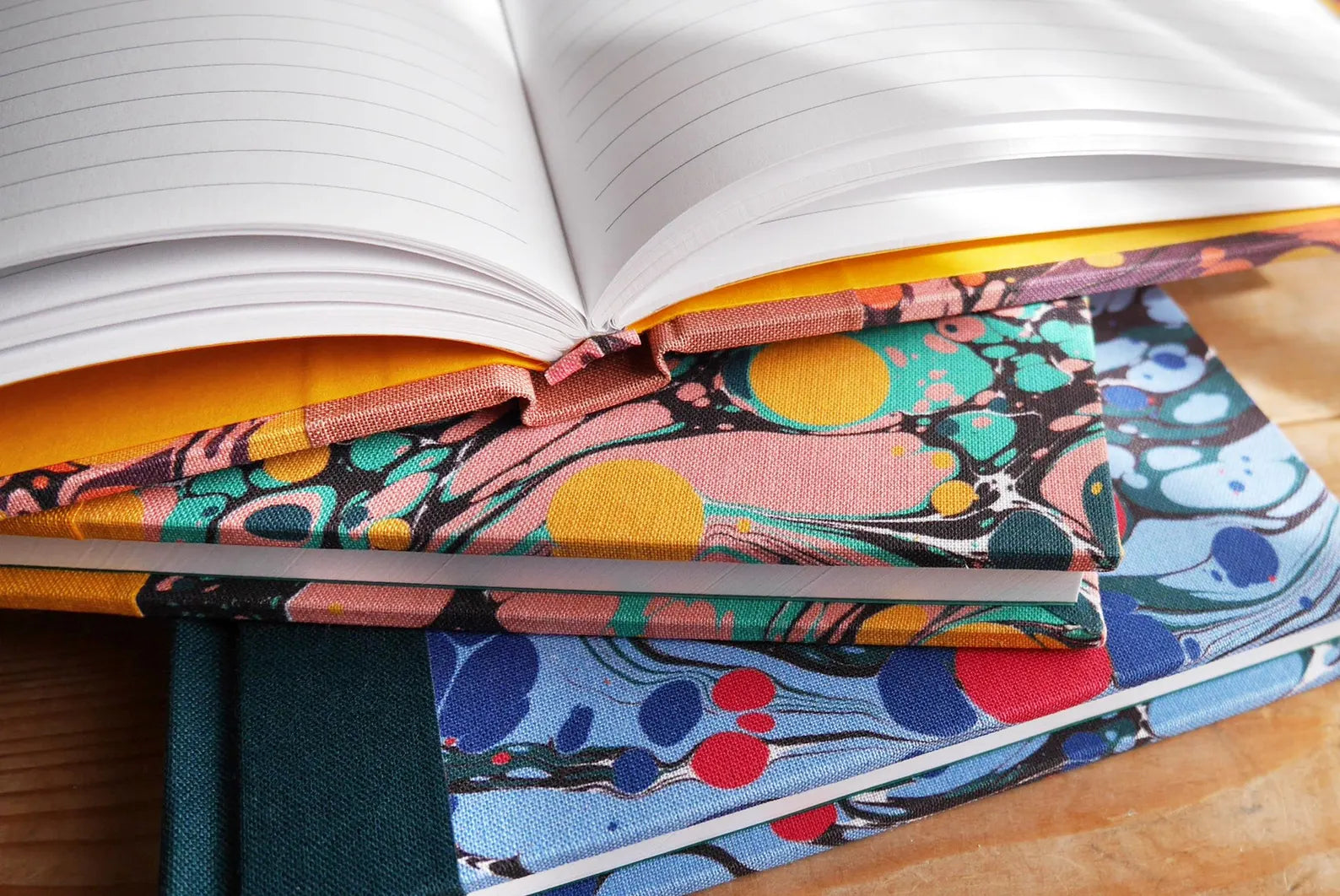 Yellow Marbled Hardback Notebook | Plain