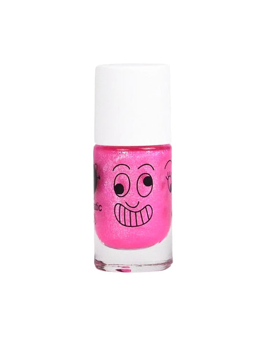 Pinky Fluo Pink water-based nail polish by Nailmatic, featuring a cartoon character design on the label.