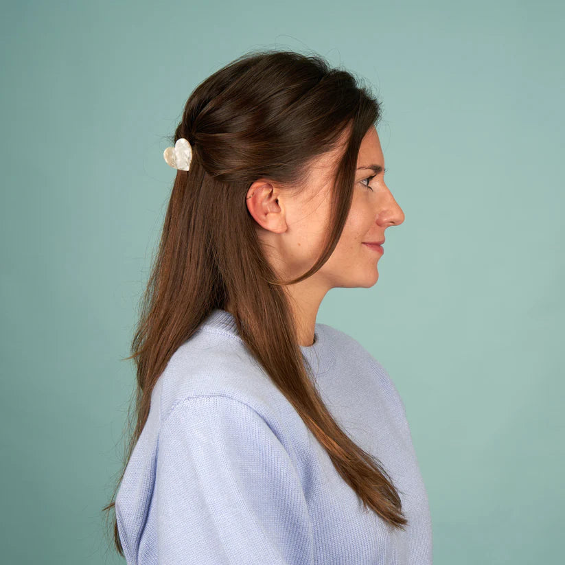 Mini White Heart Hair Claw