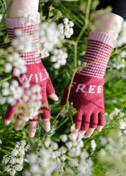 Fingerless Lambswool 'Wild Free' Gloves | Rhubarb