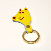 Dog Head Leather Keyring