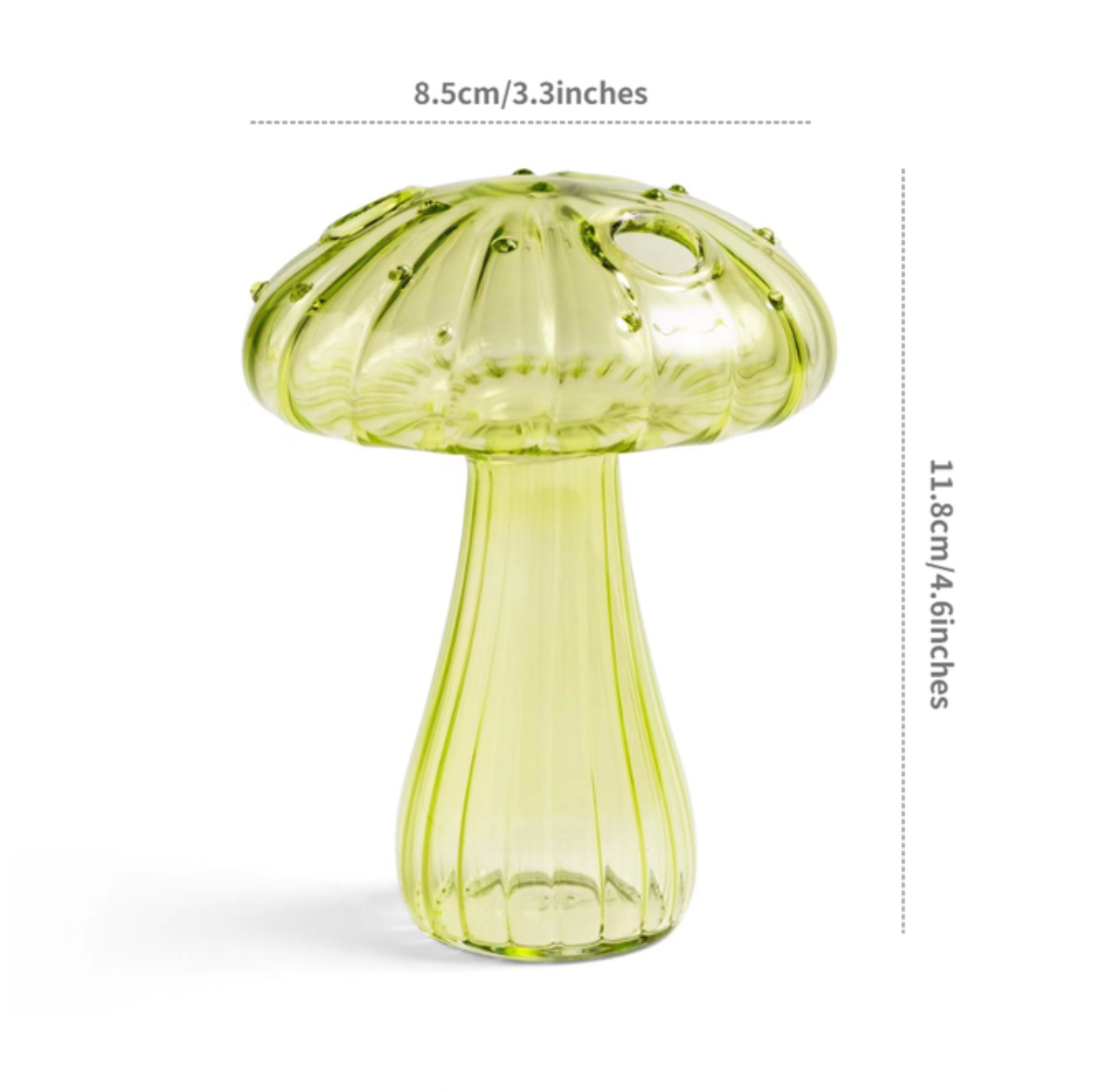 Mini Glass Mushroom Bud Vase: Green