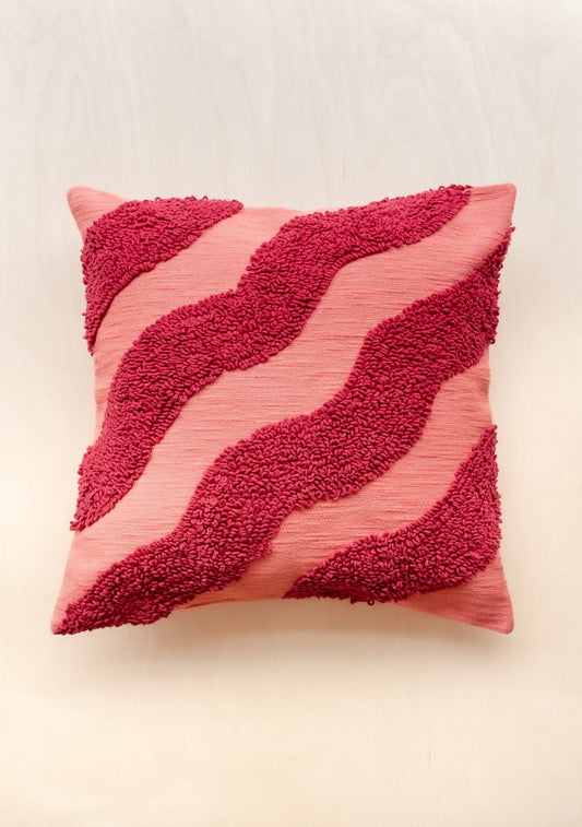 Textured Magenta Wave Cotton Cushion Cover