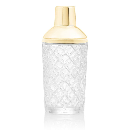 Large cut glass cocktail shaker with gold colour top by Uberstar