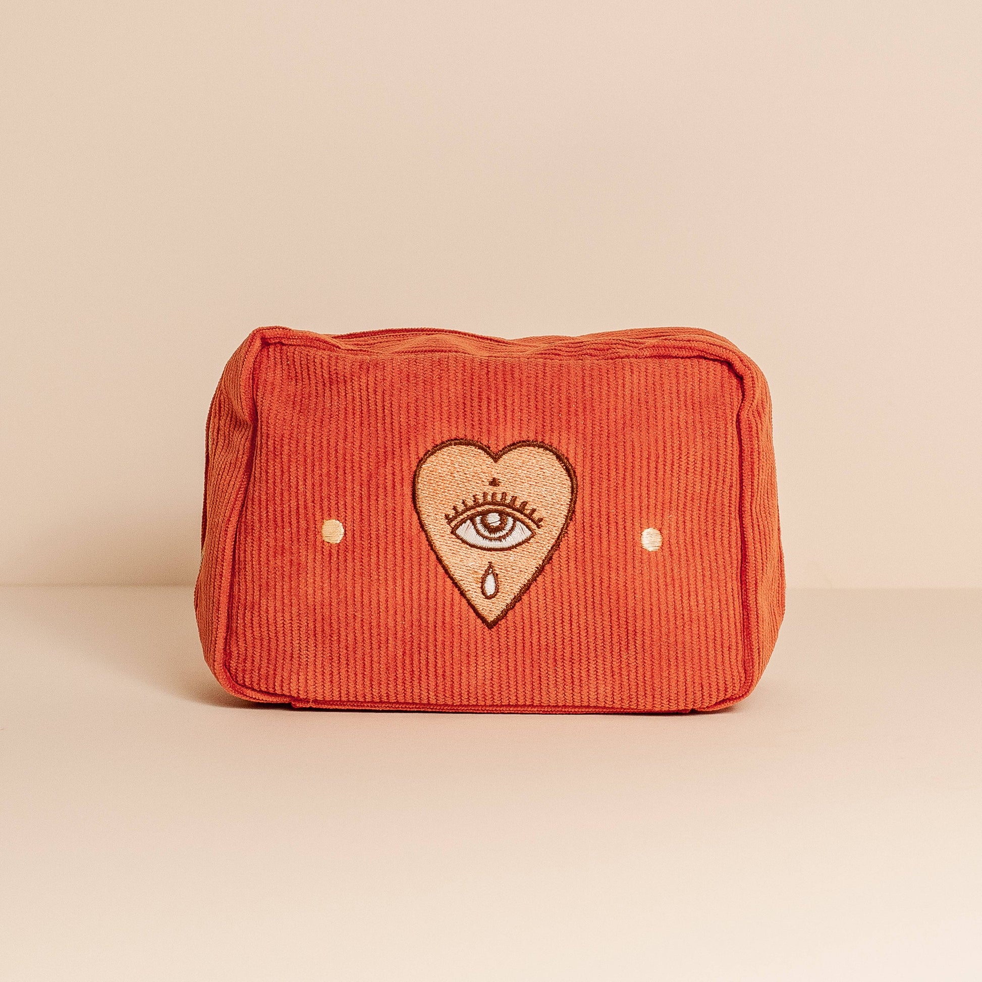 Corduroy Make-Up Bag in Rust
