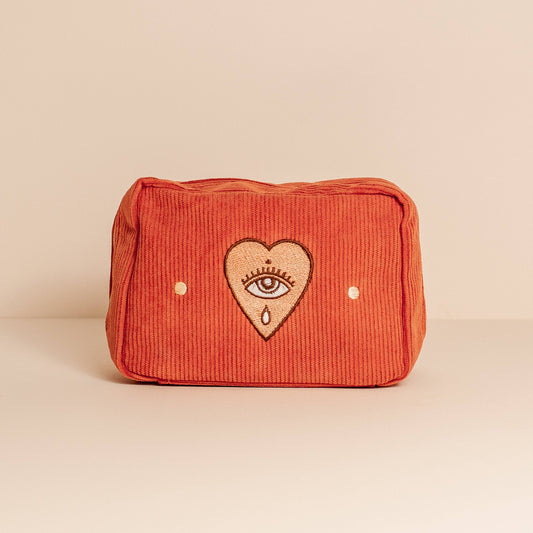 Corduroy Make-Up Bag in Rust