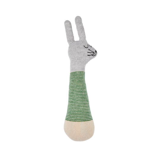 Rabbit Cotton Knit Rattle in Green