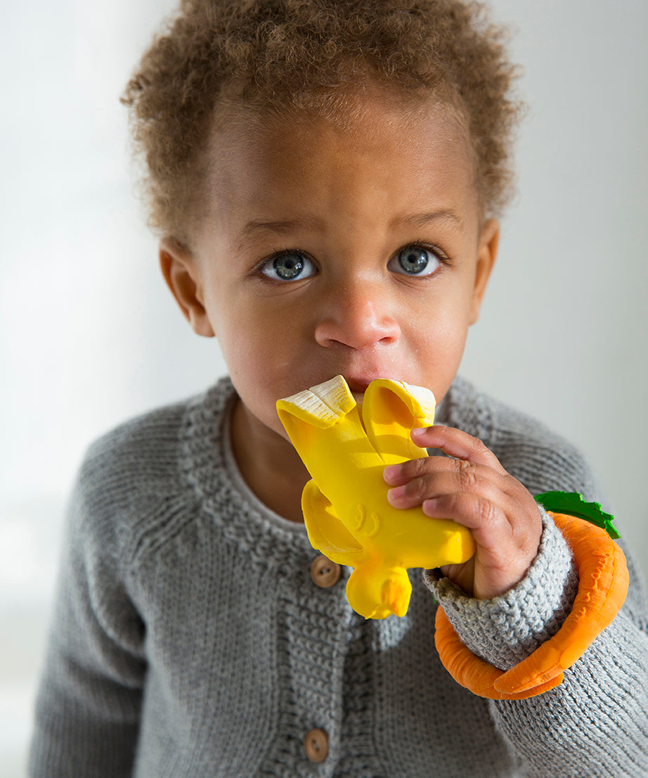 The Every Space Ana Banana natural rubber chewable teether by Oli & Carol