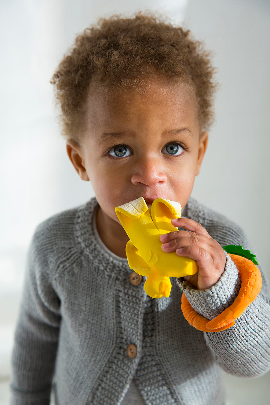 The Every Space Ana Banana natural rubber chewable teether by Oli & Carol