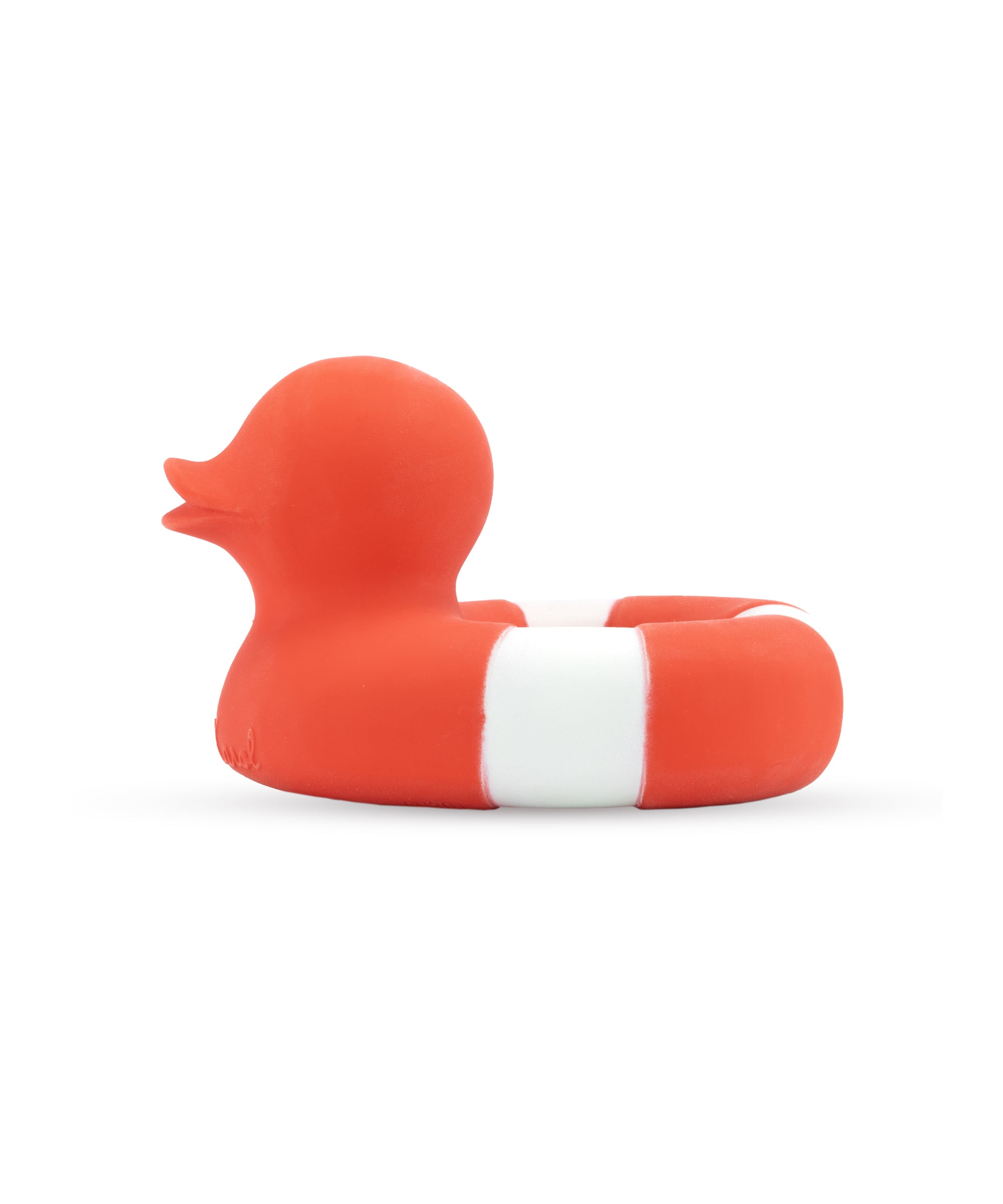 The Every Space natural rubber Flo the Floatie baby bath toy and teether in bright orange by Oli & Carol