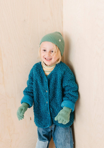Merino Wool Kids Gloves in Green