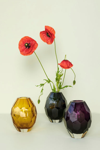 The Every Space amber glass Facet Vase for dried or fresh flowers by Hübsch