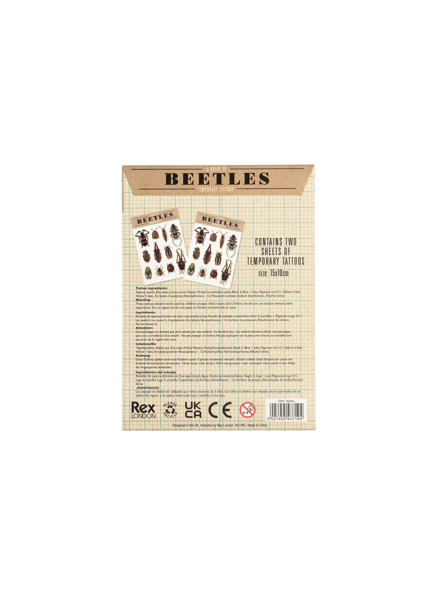 The Every Space 2 sheets of Beetles Temporary Tattoos by Rex London