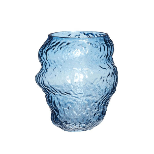 The Every Space handmade Aurora Vase in blue glass by Hübsch