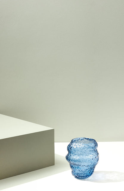 The Every Space handmade Aurora Vase in blue glass by Hübsch
