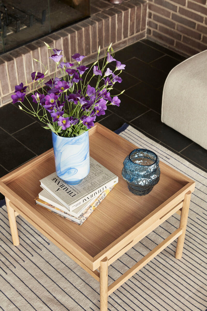 The Every Space handmade Aurora Vase in blue glass by Hübsch