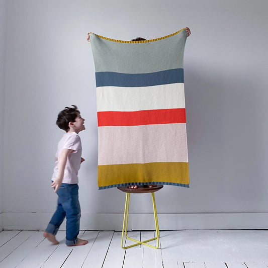 Cotton Baby Blanket in Bright Stripe