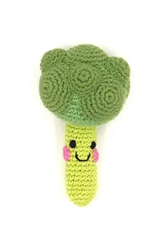 The Every Space handmade new baby green Broccoli Rattle crocheted in organic cotton with polyester fill by Pebble Child