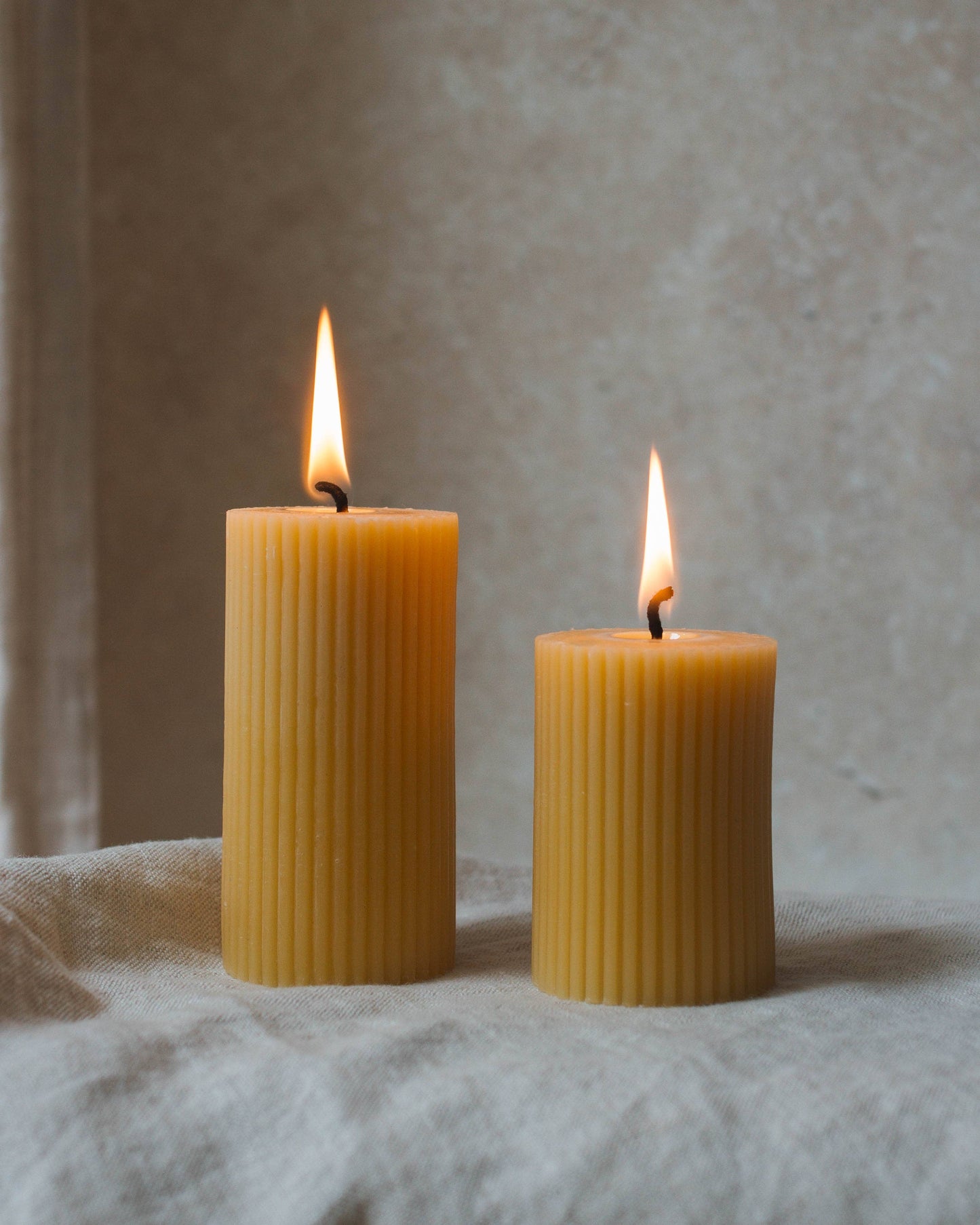 Artisan Beeswax Cylinder Candles Pair