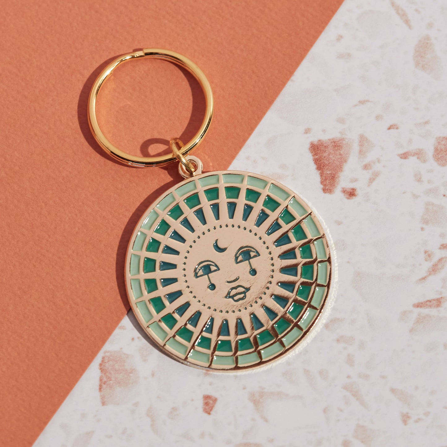 Moon Enamel Keychain: With backing card