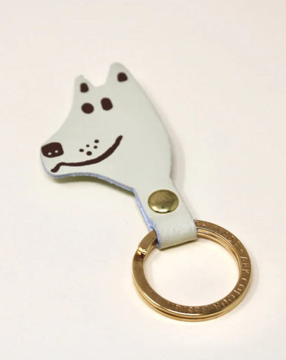 Dog Head Leather Keyring