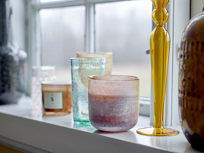 Dara Yellow Glass Candle Holder