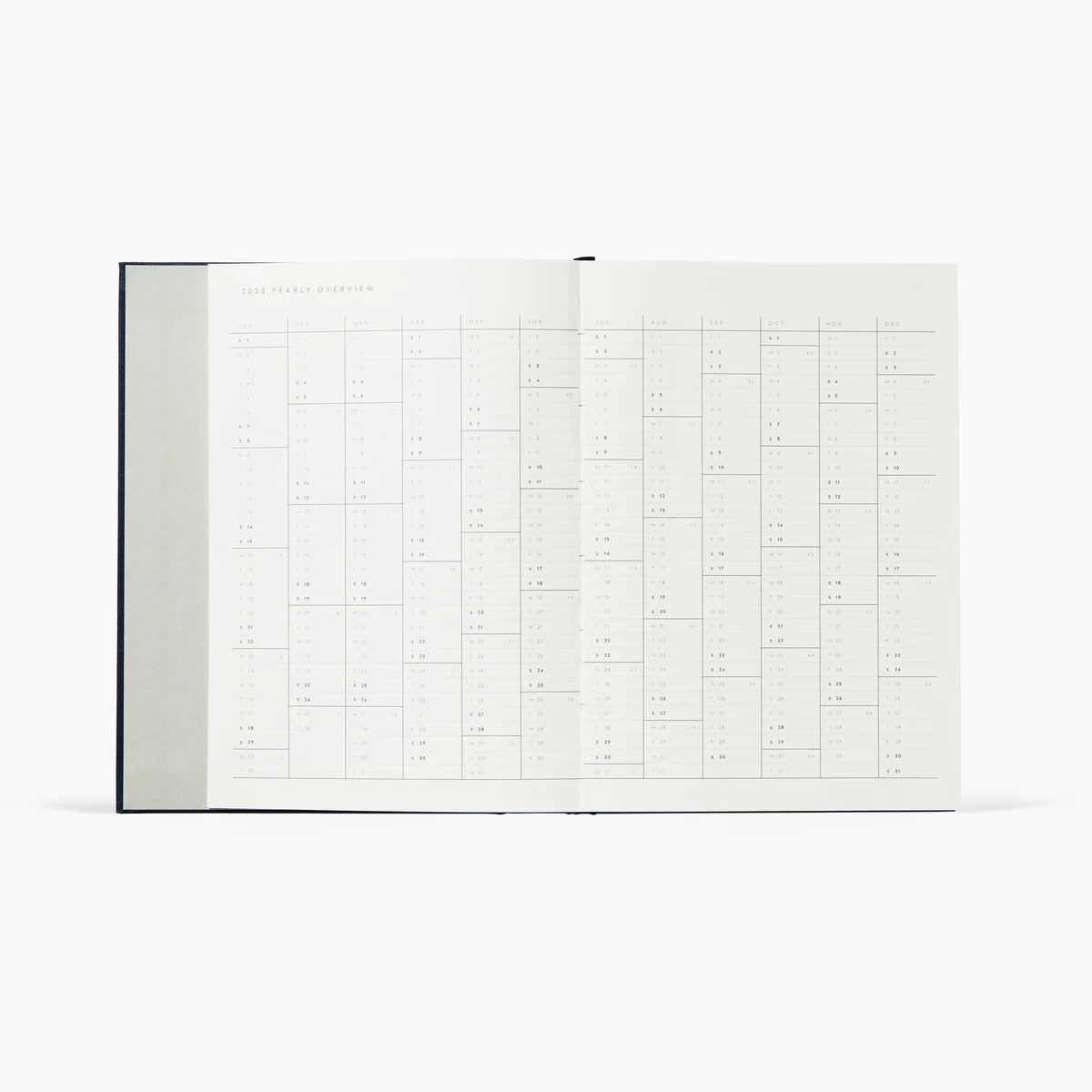 The Every Space Alva Annual Journal 2023 A5 with flat lay binding in dark blue by NotemThe Every Space Alva Annual Journal 2023 A5 with flat lay binding in dark blue by Notem