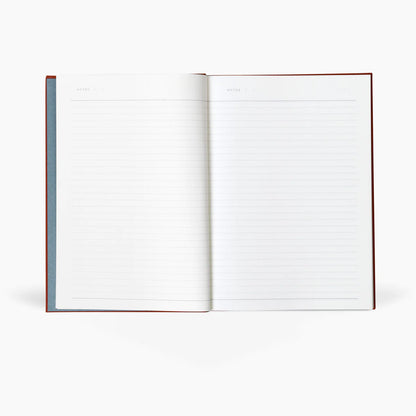 The Every Space lined medium Bea Notebook with Dark Sienna softcover cloth with elastic band by Notem