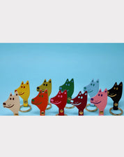 Dog Head Leather Keyring
