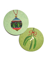 Drinks Coasters | Reversible | Mistletoe & Bauble