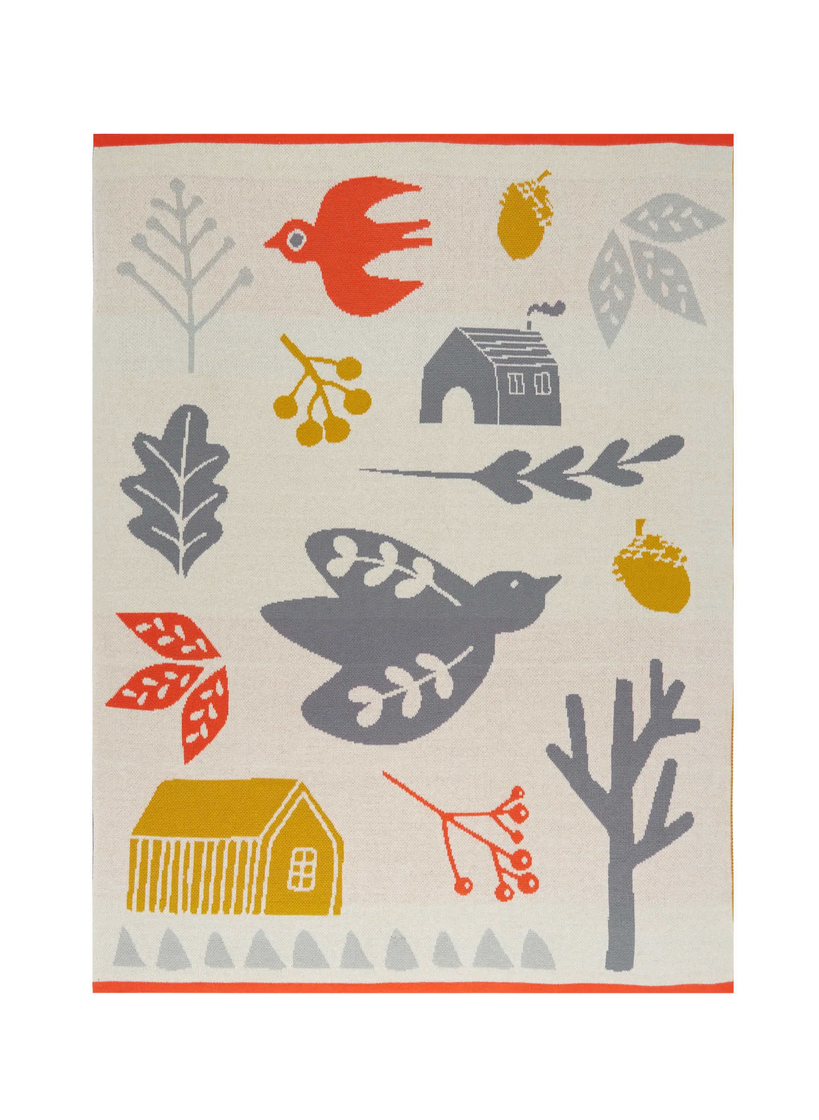 The Every Space folk style Forest Multi-colour baby blanket in 100% cotton for cot or pram by Sophie Home