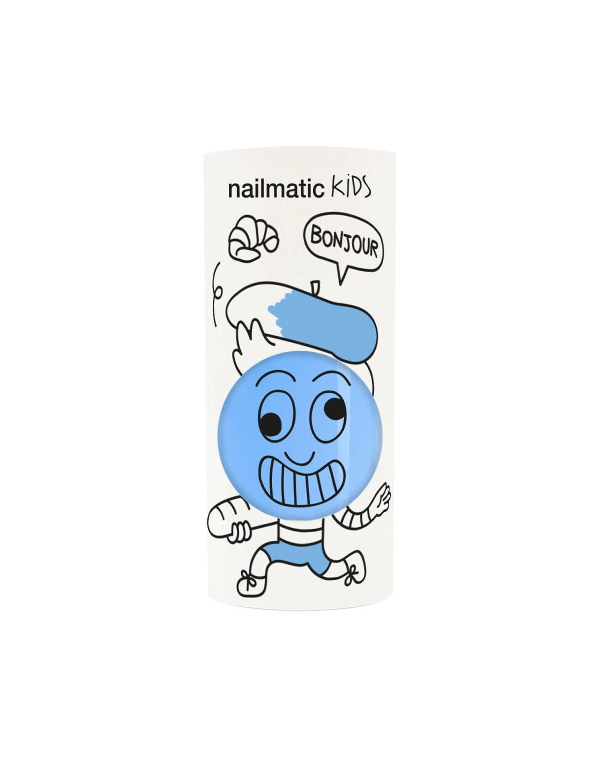 Gaston Sky Blue water-based nail polish by Nailmatic, featuring a cartoon character design on the label.