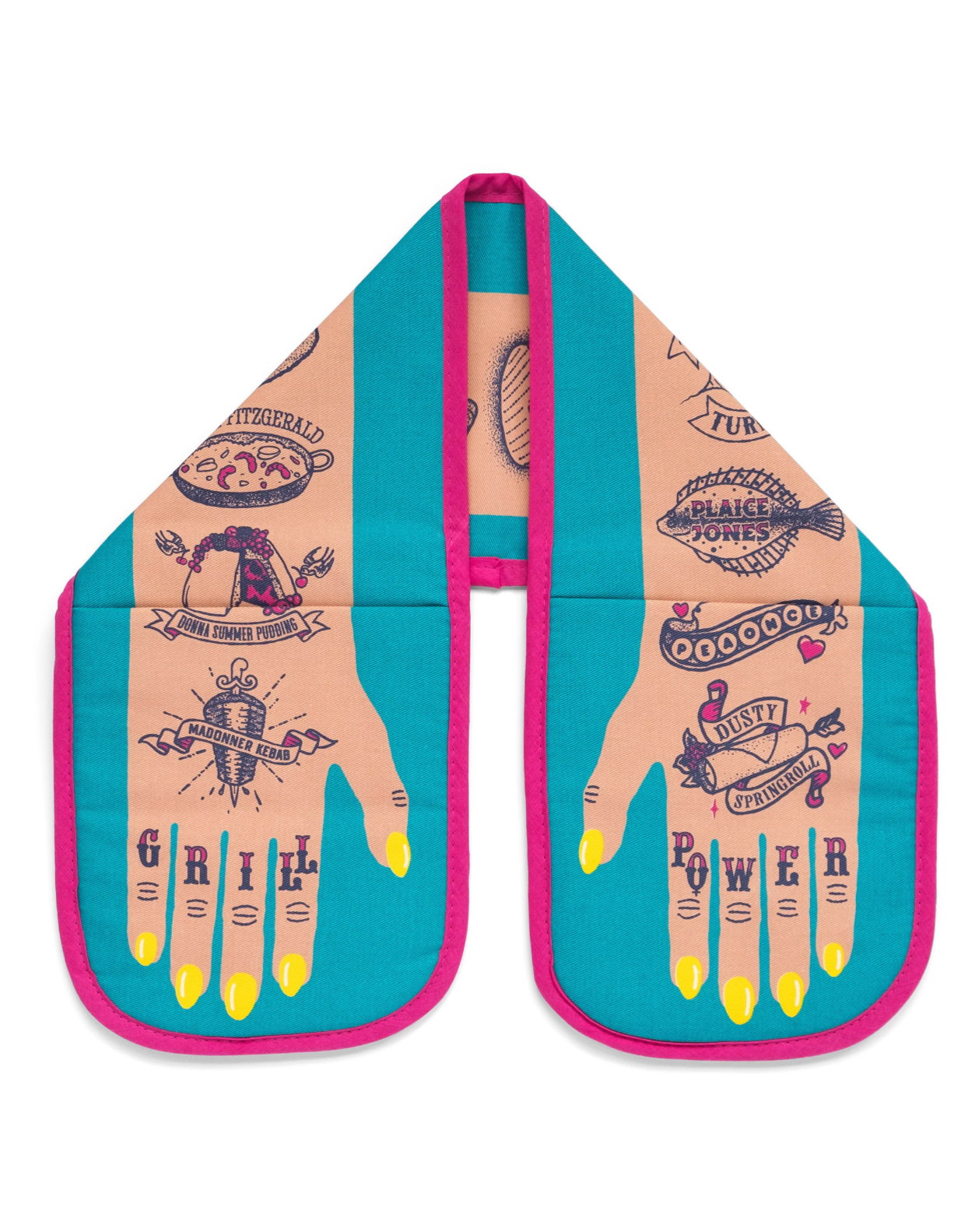 The Every Space 'Grill Power' double oven gloves in light skin design by Stuart Gardiner