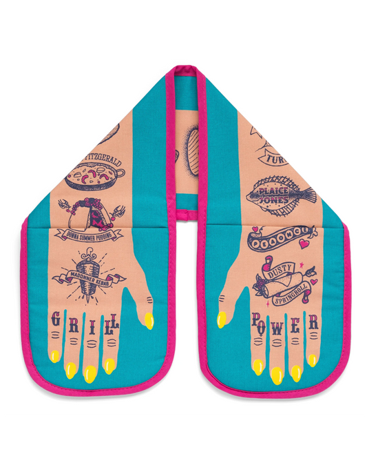 The Every Space 'Grill Power' double oven gloves in light skin design by Stuart Gardiner