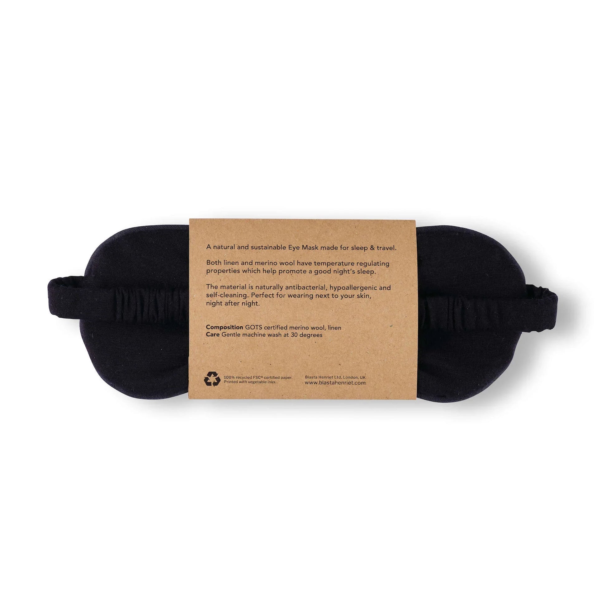 The Every Space navy blue sleep Eye Mask in Linen and Merino wool by Blasta