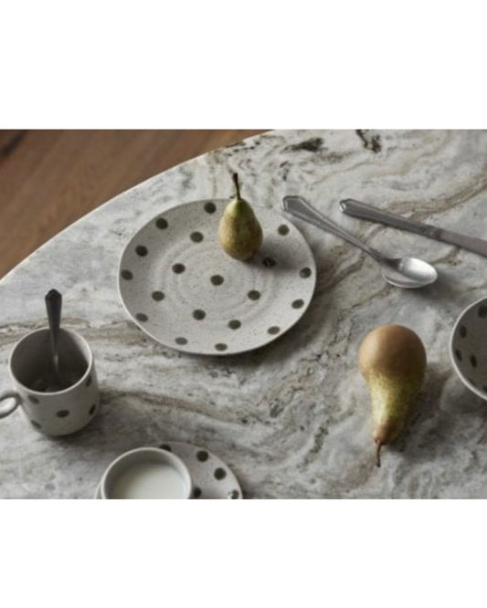 Grainy Cake Plate with Blue Spots