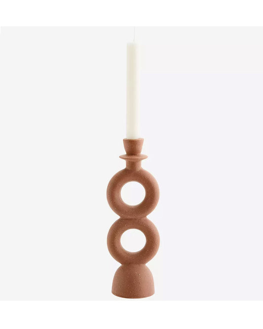 Stoneware Candle Holder in Brick