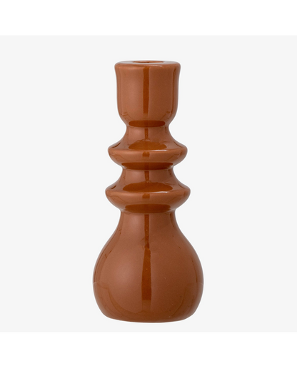 Emie Candle Holder in Brown Stoneware
