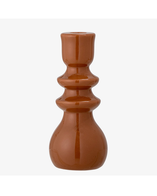 Emie Candle Holder in Brown Stoneware