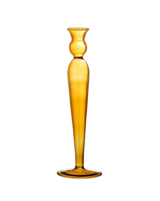 The Dara Candle Holder by Bloomingville has an original elongated silhouette and a cylindrical base for the candle. This candle&nbsp;holder&nbsp;is made of yellow dyed glass and is so practical and elegant, that it can also be used as a vase for a few flowers