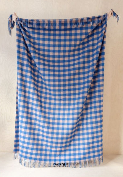 Lambswool Blanket in Cobalt Gingham