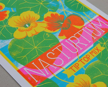 Nasturtium Risograph Print
