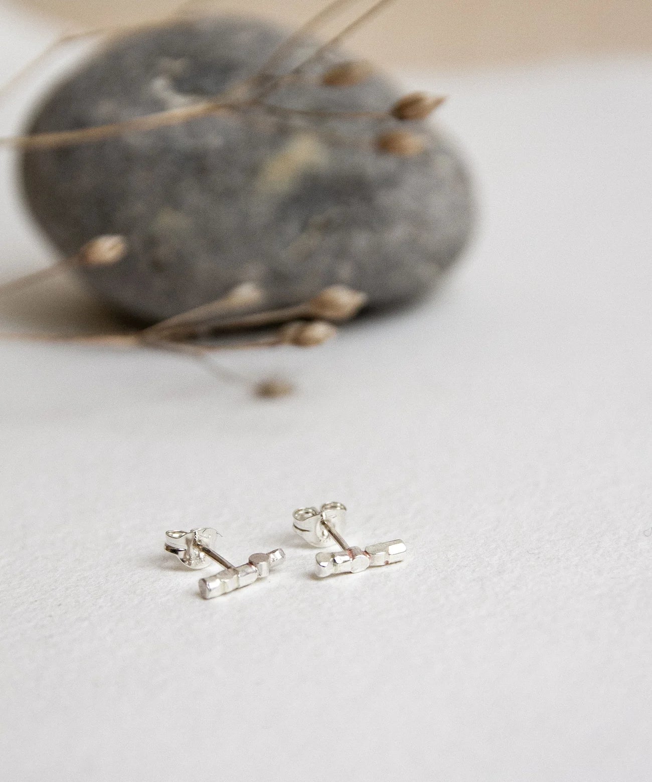 The Every Space Nerth bar stud earrings in sterling silver by Clare Elizabeth Kilgour