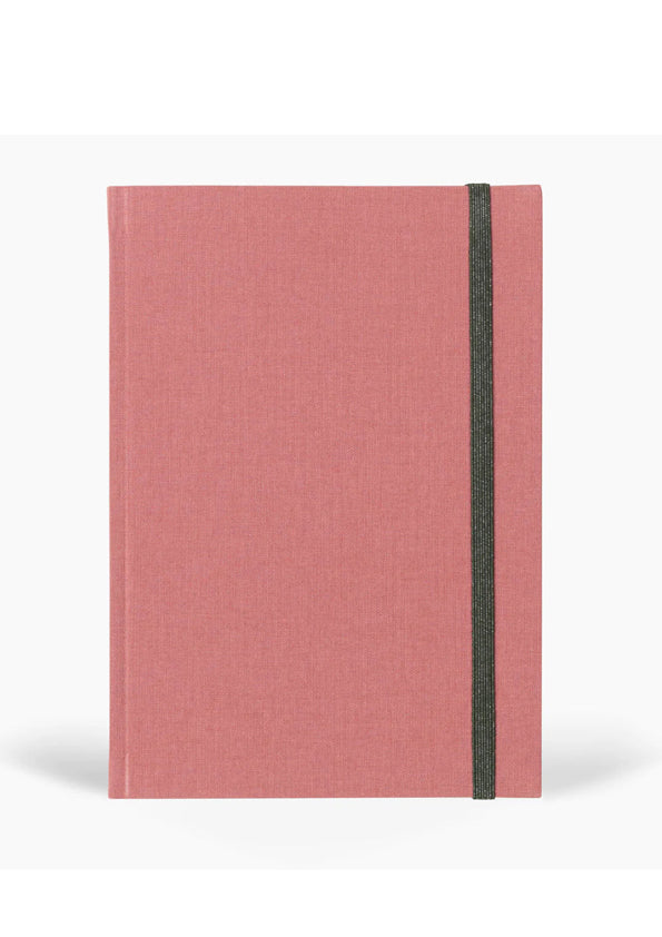 The Every Space lined medium Bea Notebook with Rose softcover cloth with elastic band by Notem